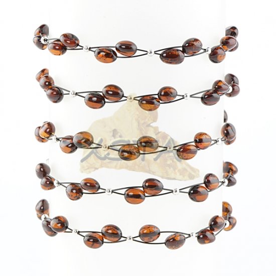 Polished cherry olive amber bracelet with wire